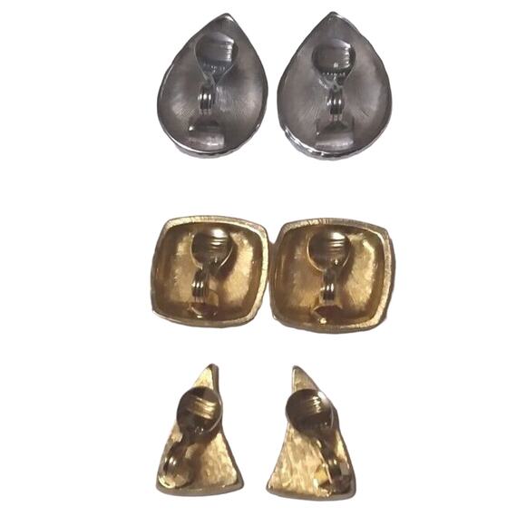 Vintage Monet Clip-on Earrings Lot Of Three Confort Clip Design Unique To Monet - Picture 6 of 8